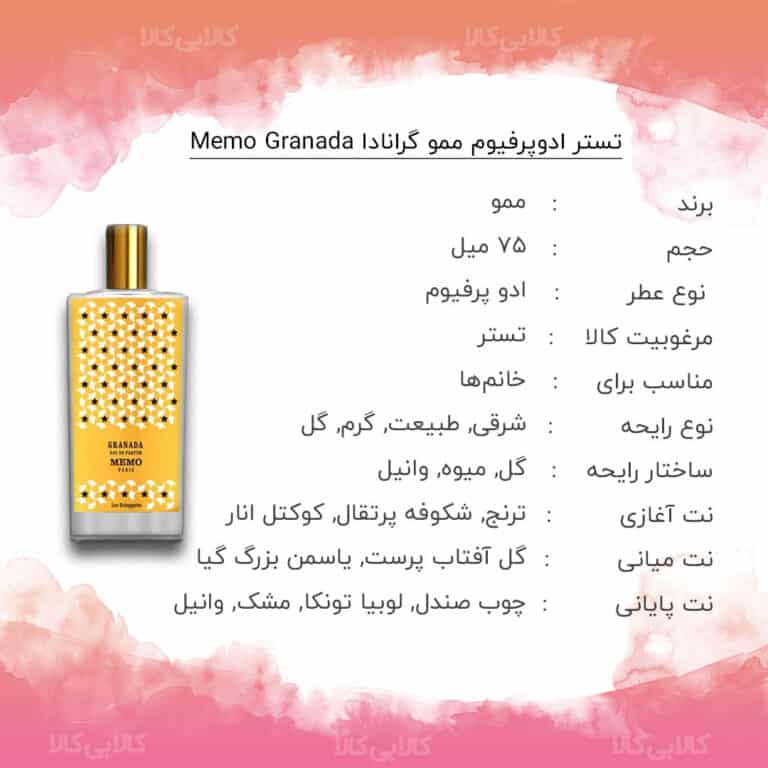 تستر ادوپرفیوم ممو گرانادا Memo Granada زنانه حجم 75 میلی لیتر