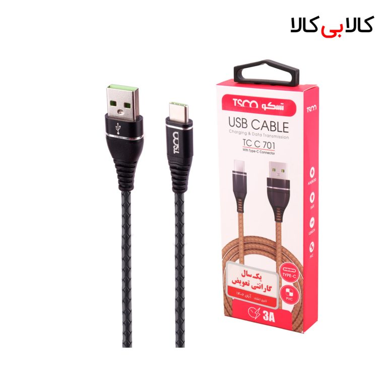 کابل تایپ سی 3 آمپر تسکو TCC701 طول 1 متر