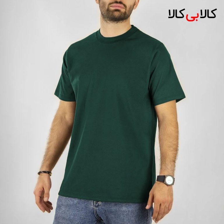 تیشرت سبز کله غازی ساده آستین کوتاه مردانه