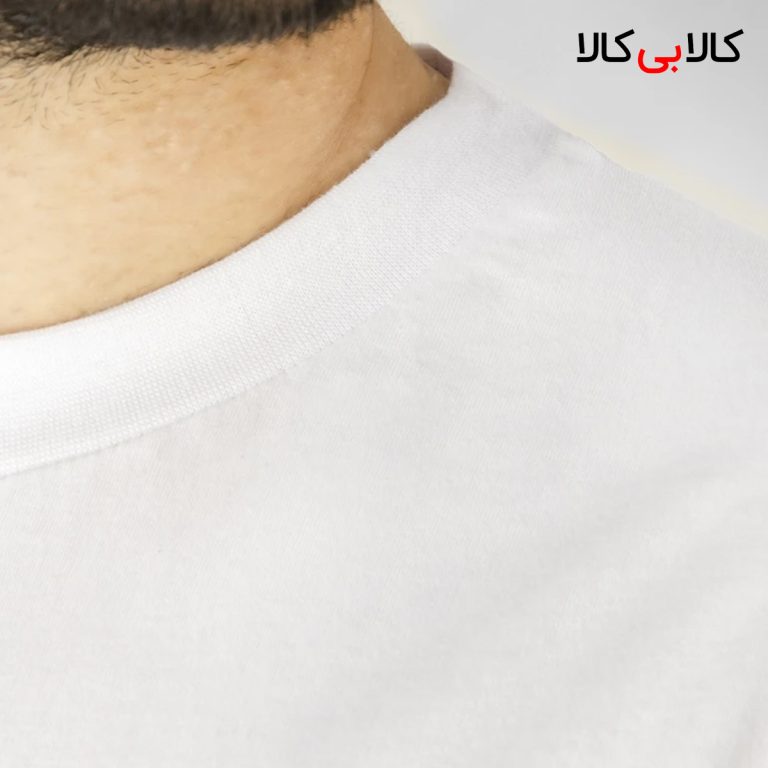 تیشرت سفید ساده آستین کوتاه مردانه بی نقش