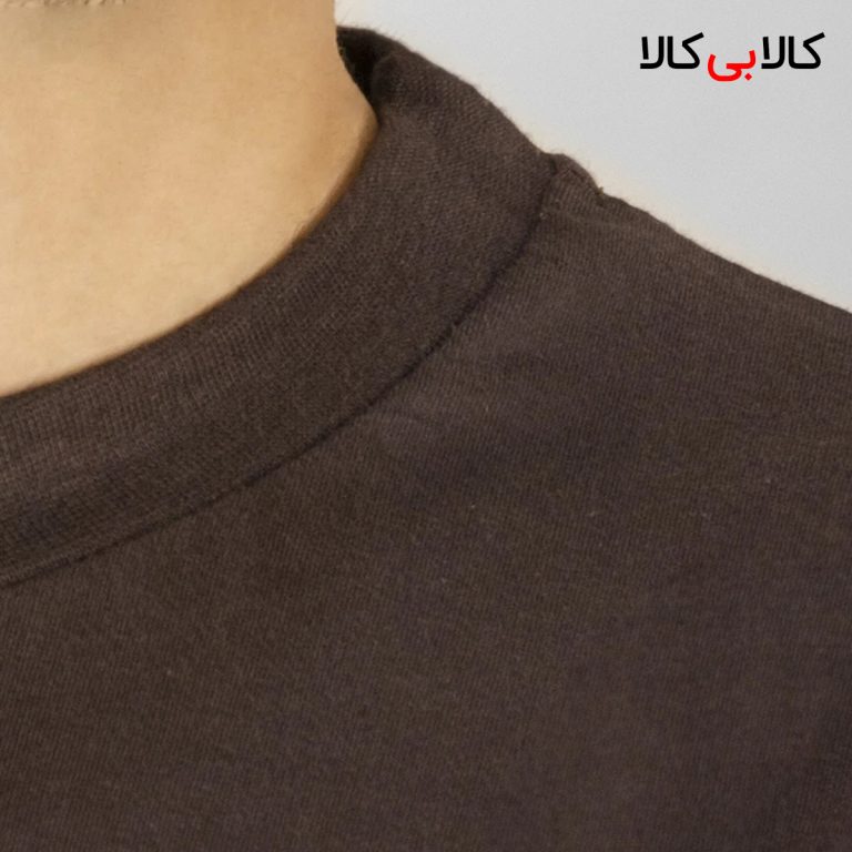 تیشرت قهوه‌ای تیره ساده آستین کوتاه مردانه