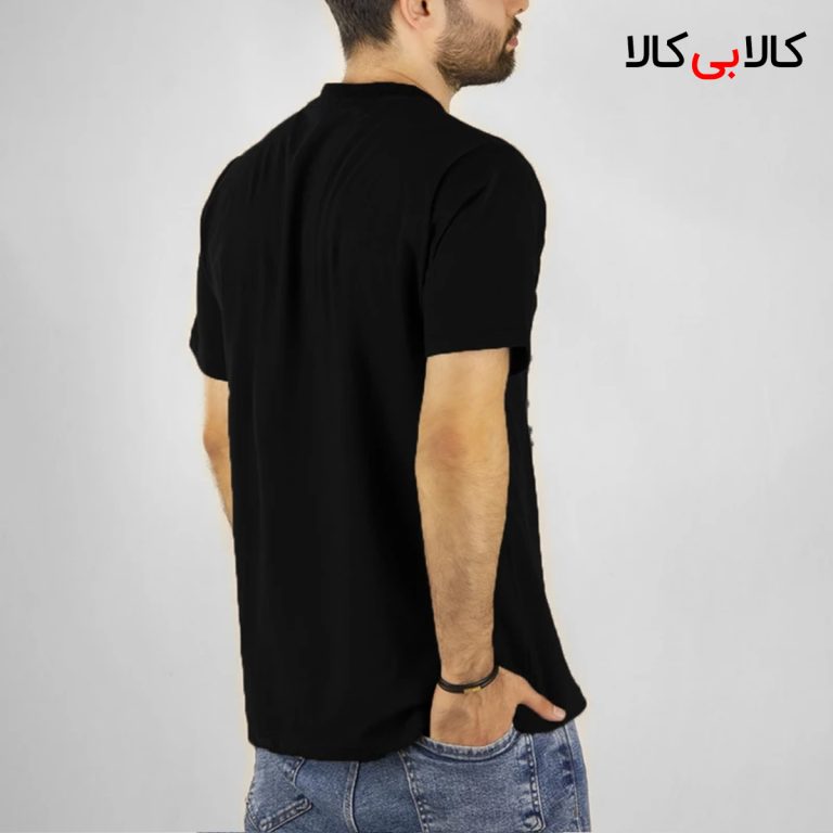 تی‌شرت مشکی ساده آستین کوتاه مردانه بی نقش